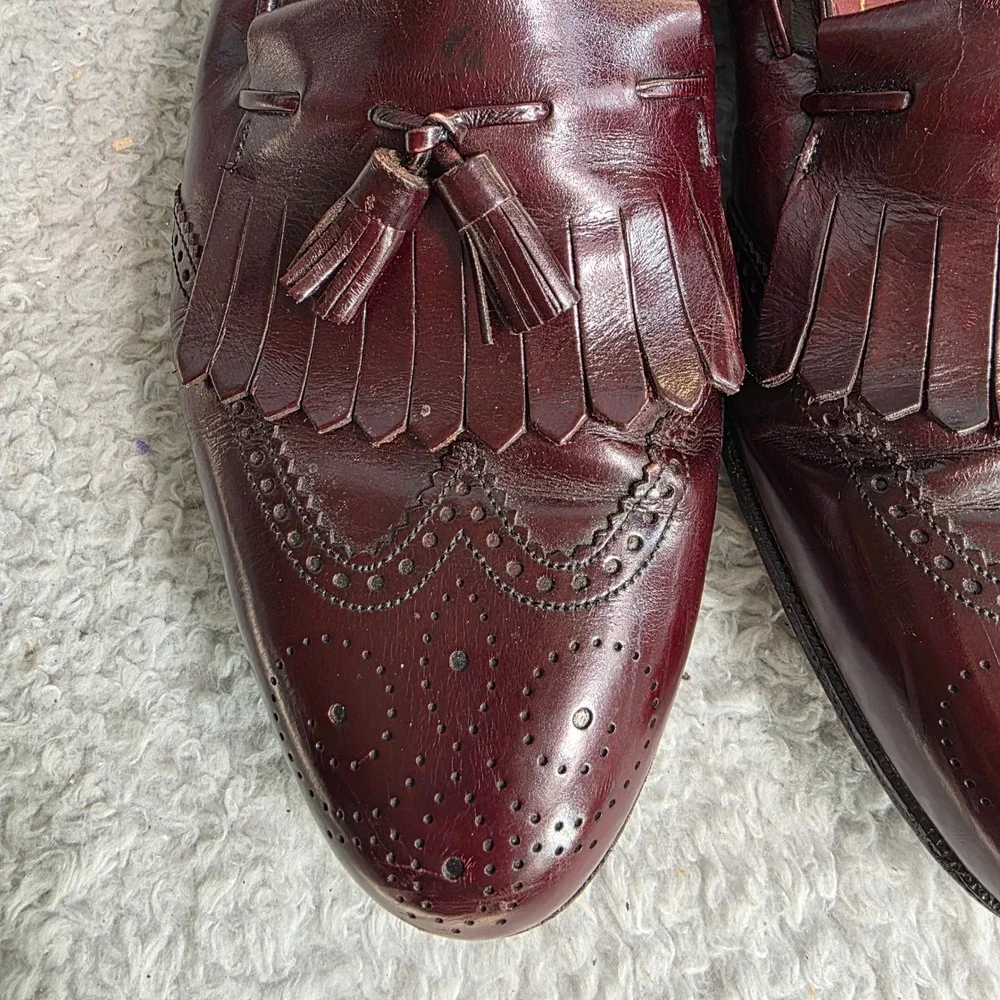 VTG Florsheim Royal Imperial‎ Tassel Loafers Oxblood Wingtip Kiltie Mens 10.5 D